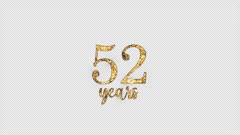Congratulations on 52 years with alpha channel, golden congratulations, fift Stock Footage 299755307