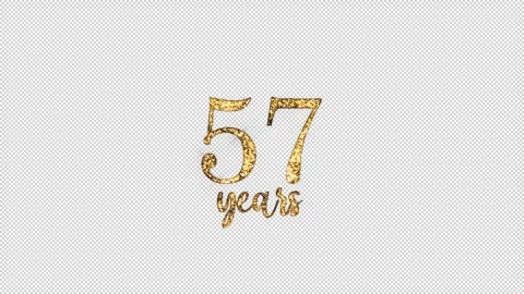 Congratulations on 57 years with alpha channel, golden congratulations, fift 動画素材 299755366