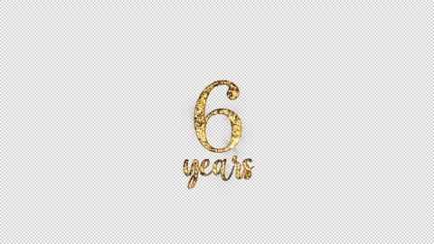 Congratulations on 6 years with alpha channel, golden congratulations, six y Stock Footage 299730302