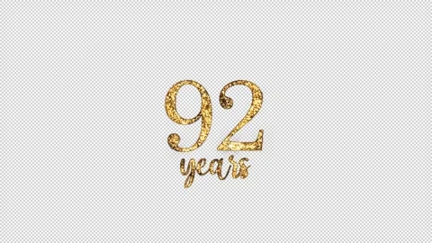 Congratulations on 92 years with alpha channel, golden congratulations, nine Stock Footage 299808810
