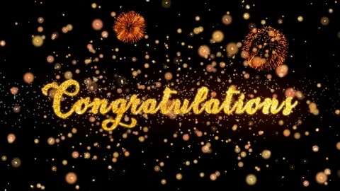 Congratulations Abstract particles and glitter fireworks greeting card 動画素材 93487964