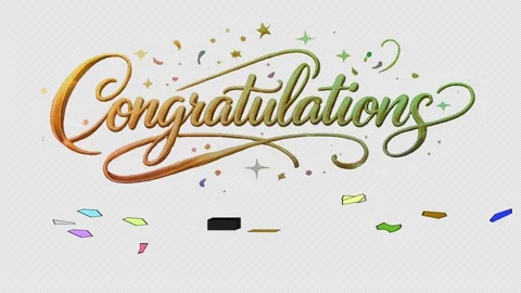 Congratulations Animation with Confetti and Transparent Background Stock Footage 331954553