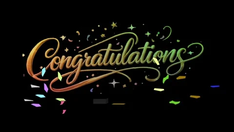 Congratulations Animation with Confetti on Black Background Stock-Footage 331959721