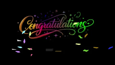 Congratulations Animation with Confetti on Black Background Stock-Footage 331959722