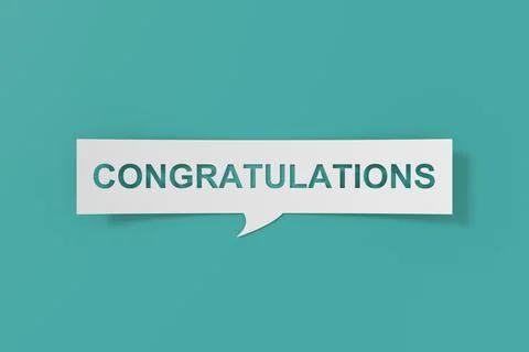 Congratulations banner design. 3D rendering. Stock Illustration