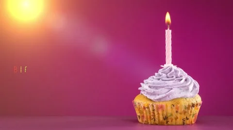 Congratulations on the birthday cake with candle Stock-Footage 62860435