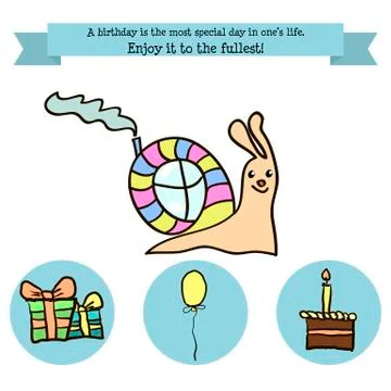 Congratulations birthday with a character Stock Illustration