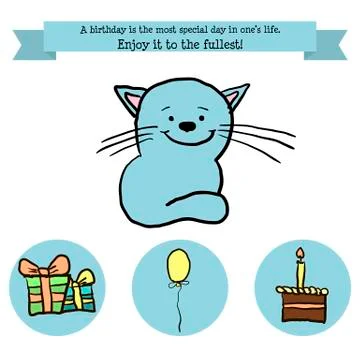 Congratulations birthday with a character Stock Illustration