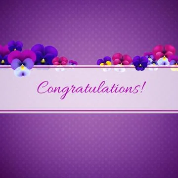 Congratulations card with pansies Stock Illustration