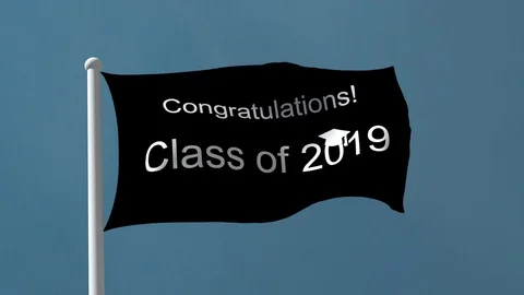 Congratulations Class of 2019 flag isolated against a blue sky Stock Footage 106519303