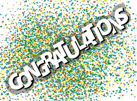 CONGRATULATIONS on colorful festive confetti heap background イラスト素材