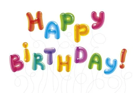 Congratulations with the day of birth. Baloon text. Birthday greeting card Stock Illustration