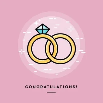 Congratulations! Flat design thin line banner Stock Illustration