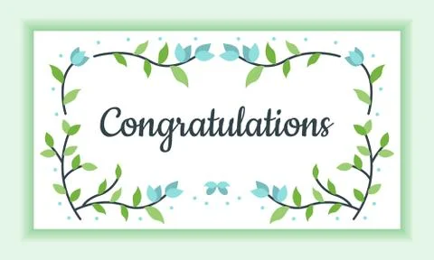 Congratulations Floral Frame Greeting Card Stock Illustration