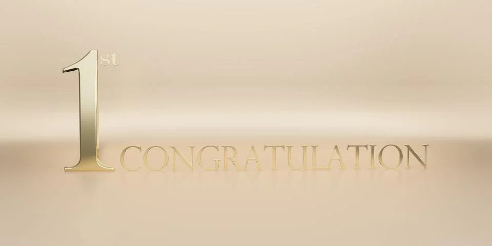 Congratulations on getting 1st place Trophy and victory podium background. .. Stock Illustration
