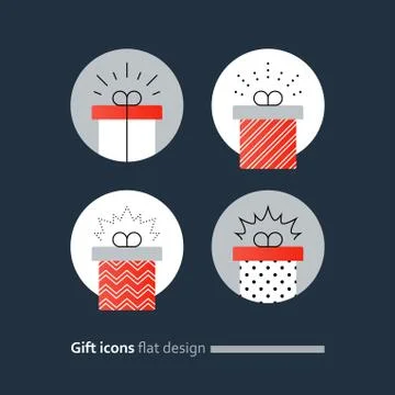 Congratulations gift box, perfect present, prize award icon Stock Illustration