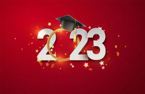 Congratulations graduates banner concept. Class of 2023. University or High Stock Illustration