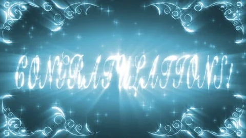 Congratulations greeting shining text with sparkling stars and baroque ornament Stock-Footage 82273814