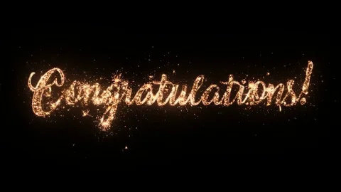 Congratulations greeting text isolated on black Stock Footage 85068090