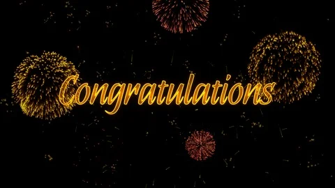 Congratulations Greeting text with particles, colored fireworks, sparks Stock-Footage 99049347