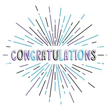 Congratulations greetings sunrays retro theme Stock Illustration