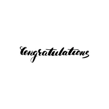Congratulations - hand painted ink brush pen modern calligraphy Stock Illustration