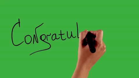 Congratulations - Hand writing on green screen Stock Footage 33783334