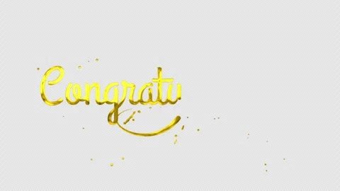CONGRATULATIONS! HANDWRITING ANIMATION TRANSPARENT BACKGROUND CLASSIC GOLD 4 Stock Footage 339353752