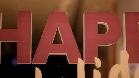 Congratulations Happy Christmas on a window pane.  Stock Footage 69865662