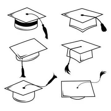 Congratulations Hat Graduation Line Icon Symbol Vector Stock Illustration
