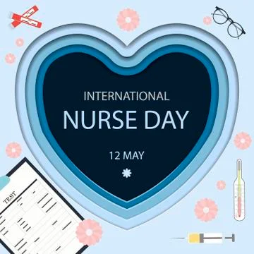 Congratulations on the international day of nurses on may 12. A blue postcard Stock Illustration