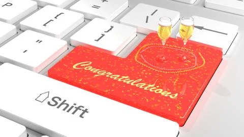 Congratulations keyboard red Illustrazione stock