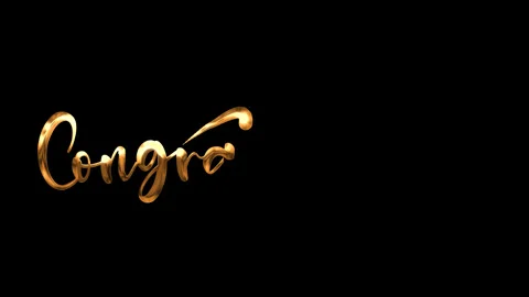 Congratulations Lettering  Gold Text Animated on black background. Stock Footage 295691632