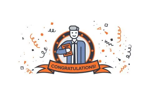 Congratulations man with a book Stock Illustration