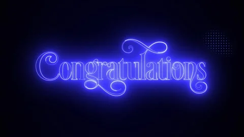 Congratulations Neon Light Text Animation on Dark Background Stock Footage 319059292