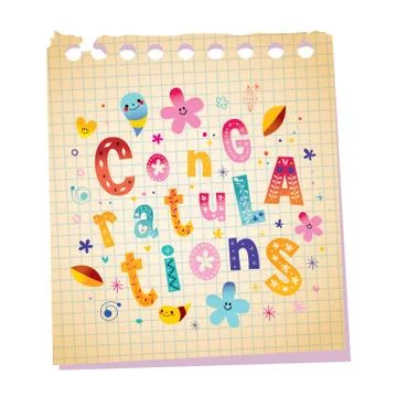 Congratulations notepad paper message Stock Illustration