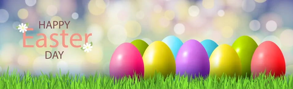 Congratulations on Orthodox Easter, bokeh background - Vector Stock Illustration