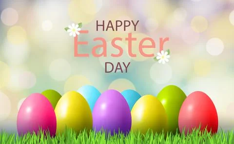 Congratulations on Orthodox Easter, bokeh background - Vector Stock Illustration