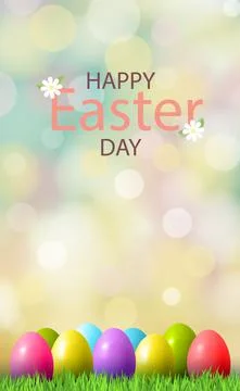 Congratulations on Orthodox Easter, bokeh background - Vector Stock Illustration