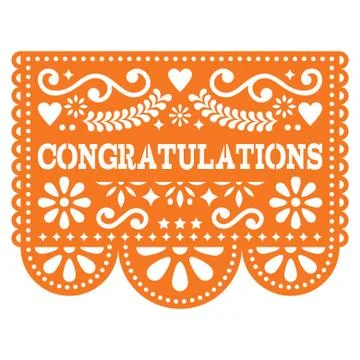 Congratulations Papel Picado vector design, greeting card Stock Illustration