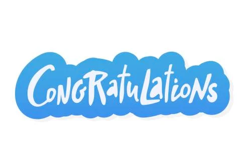 Congratulations sticker bue lettering. Vector greeting card poster. Original  Illustrazione stock