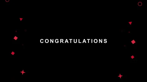 Congratulations text animation, red elements on black background Stock Footage 346541048