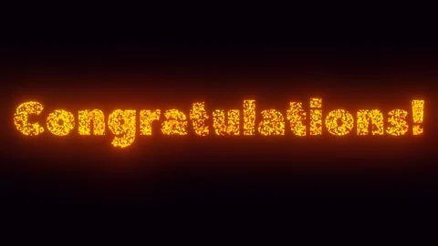 Congratulations Text On Black Background, Flying Sparks, Particles 2D Animation Stock Footage 110724555