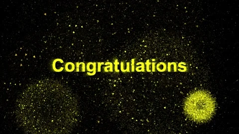 Congratulations Text Fireworks Golden Sparks Motion Background Loop Stock Footage 340467335