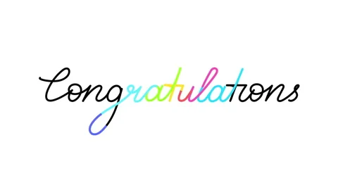 Congratulations text shimmers with rainbow color Stock Footage 171328878