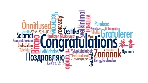 Congratulations Word Cloud Multilingual - International Languages Typography Stock Footage 310641333