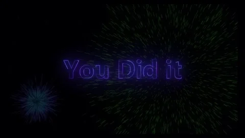 Congratulations you did it neon text animation with fireworks background Stock Footage 318099142