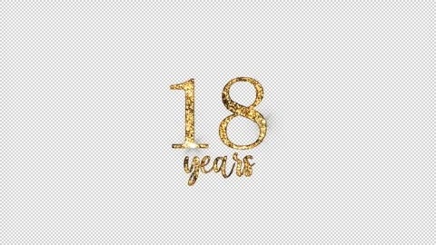 Congratulations on your 18th birthday with alpha channel, golden congratulat Stock Footage 299730450