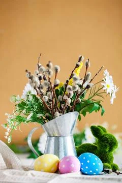 Congratulatory easter background. Background with copy space. Selective focus Stock Photos