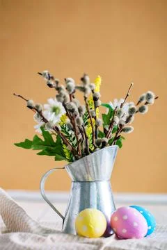 Congratulatory easter background. Background with copy space. Selective focus Foto stock